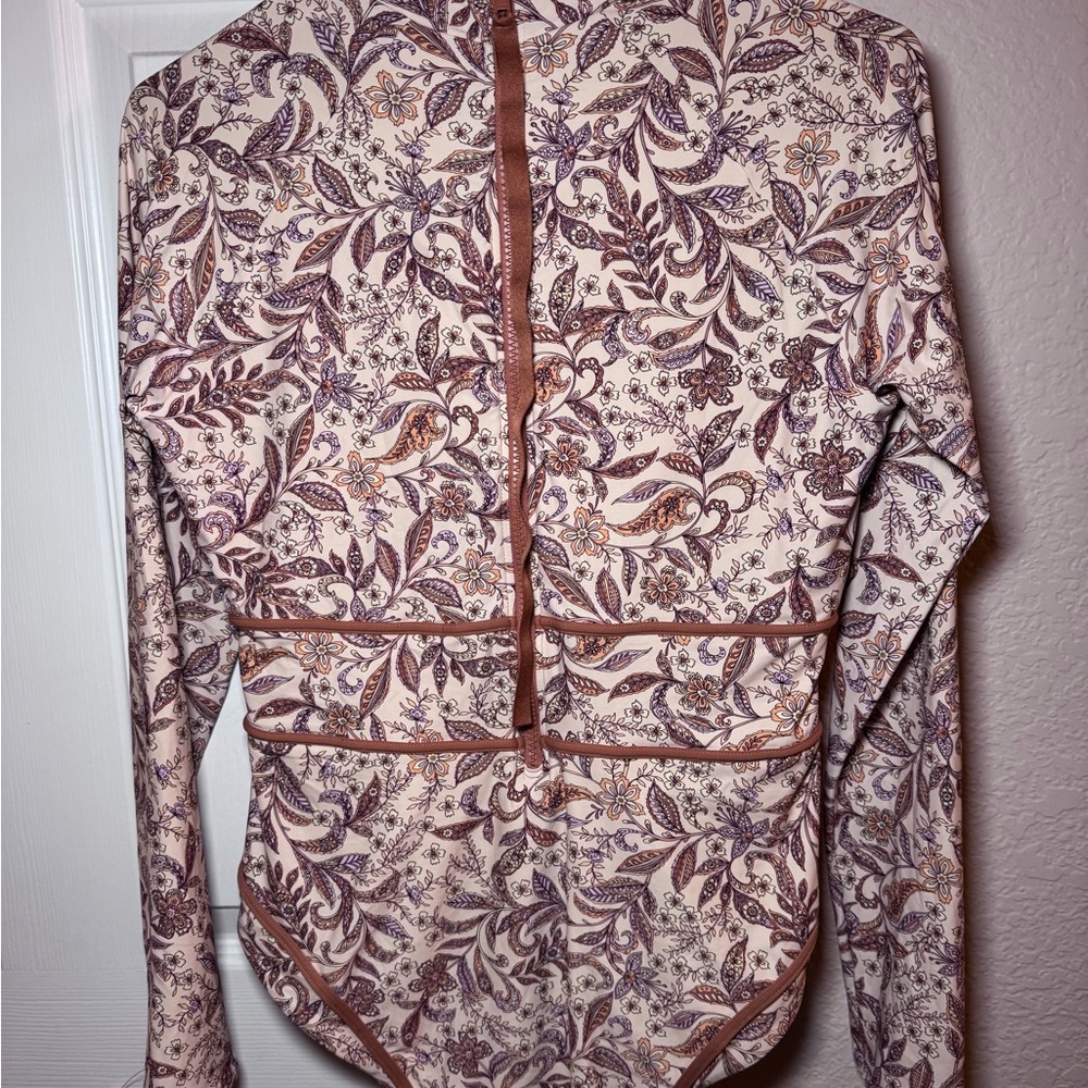Rip Curl Floral Long Sleeve One Piece Swimsuit - Cream and Orange - Picture 5 of 9